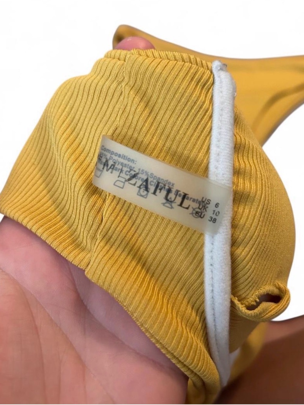 Zaful Yellow Ribbed Bikini Set - Picture 4 of 4
